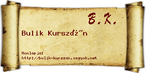 Bulik Kurszán névjegykártya